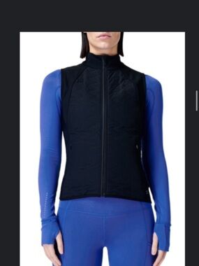 Sweaty Betty Black Quilted Zip-Front Vest